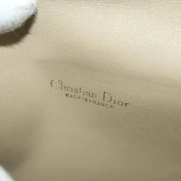 Christian Dior Honeycomb Canvas Shoulder Bag PVC Beige Gold Auth SW979